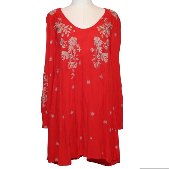 VGUC Free People Sweet Tennessee Embroidered Mini Dress Long Sleeve Small - Picture 3 of 10